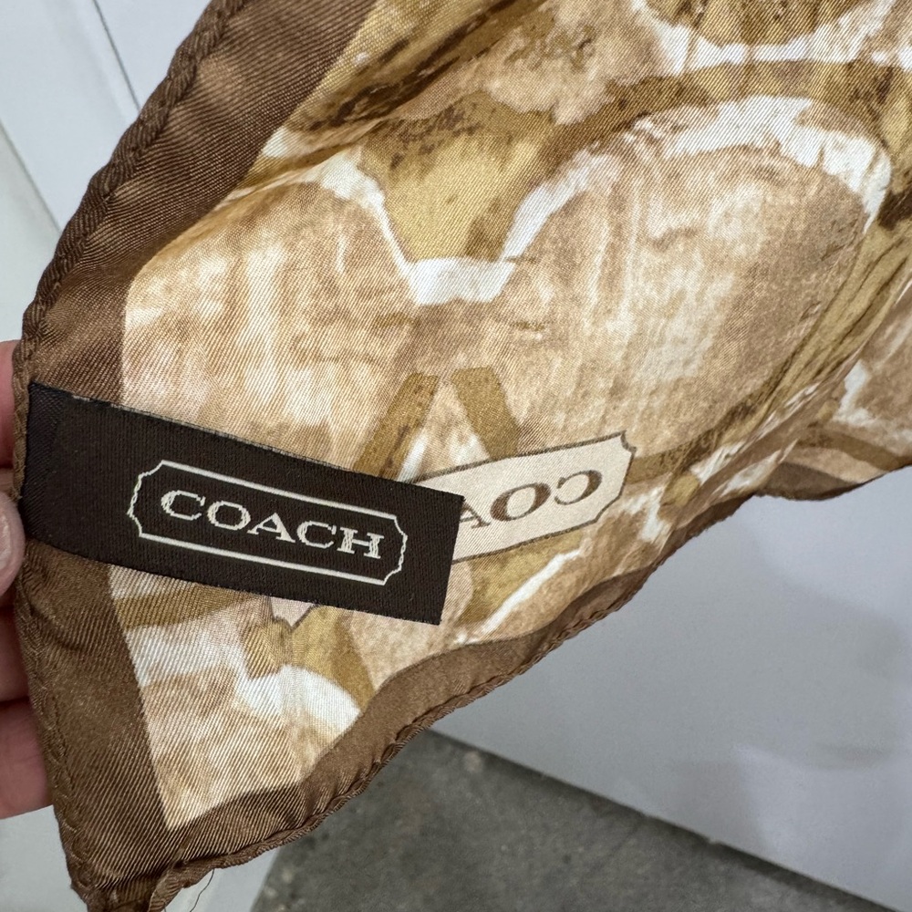 Coach Brown & Cream Logo Pattern Scarf - Picture 2 of 3